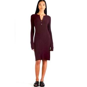 ATM Cashmere Blend Henley Sweater Dress. Size L